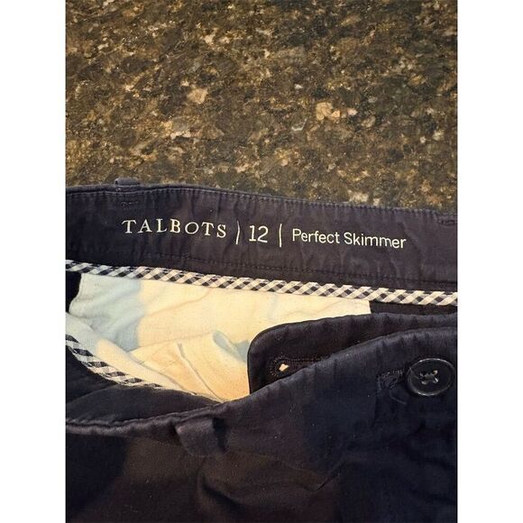 Talbots Women's Standard Size 12 Blue Cropped Skimmer Pants Casual Straight Leg - Picture 5 of 7